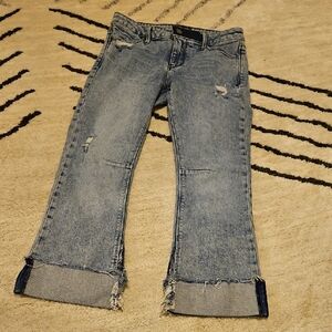 Rta Women's Light Blue Distressed Wide-Leg Jeans